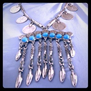 Necklace silver and turquoise.